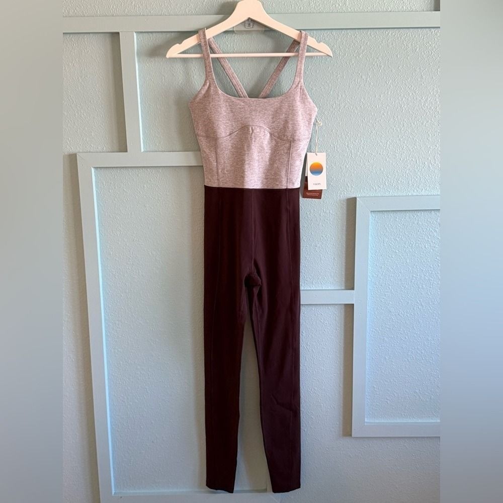 VUORI Colorblock Corset Jumpsuit Mahogany Grey Brown‎ Size Large NWT 🤎
